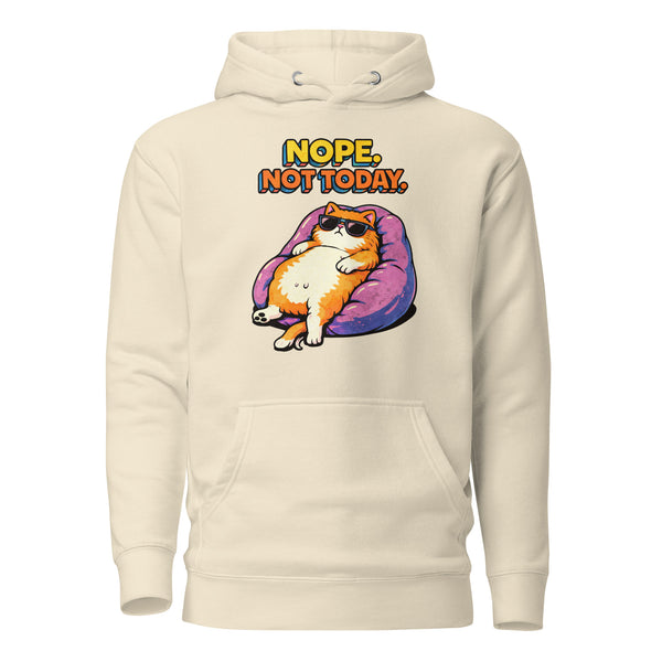 Nope Not Today Hoodie – Funny Lazy Cat Meme Pullover, Cute Sleepy Kitty Graphic Hoodie, Humor Anti-Stress Unisex Cozy Sweater