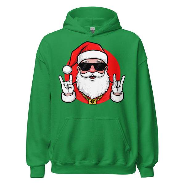Rock ’n Roll Santa Unisex Hoodie | Cool Christmas Graphic Sweatshirt