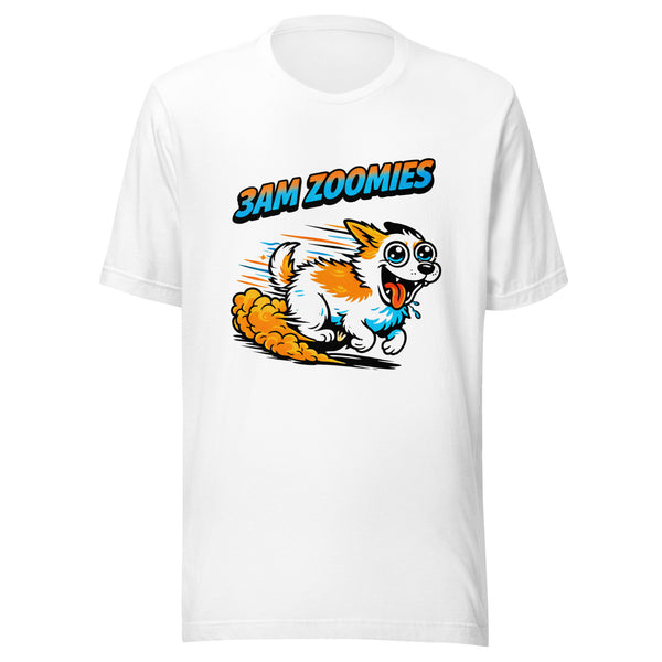 3AM Zoomies T-Shirt Funny Hyperactive Dog Meme Retro Cartoon Style Unisex Running Puppy Graphic Tee Chaos Energy Dog Dad Gift